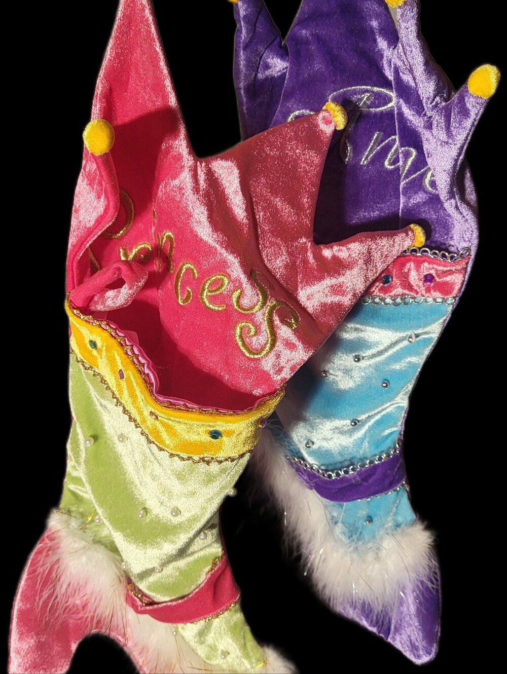 Velvet Jester Holiday Stocking Set - Multicolor PRINCESS, ANGEL